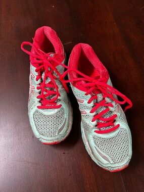 Asics Women's Mint Green and Hot Pink Running Shoes